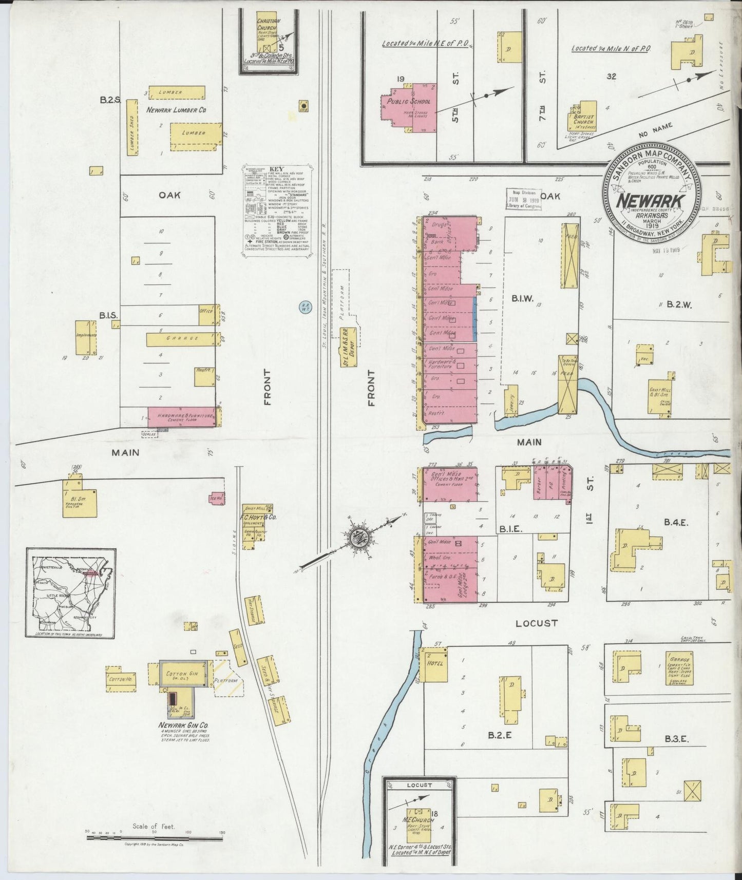 Sanborn Fire Insurance Map from Newark, Independence County, Arkansas. (1919) – Historic Sanborn Fire Insurance Map Print