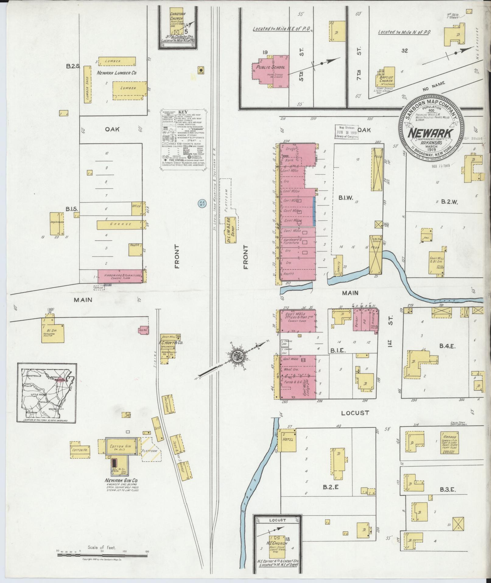 Sanborn Fire Insurance Map from Newark, Independence County, Arkansas. (1919) – Historic Sanborn Fire Insurance Map Print