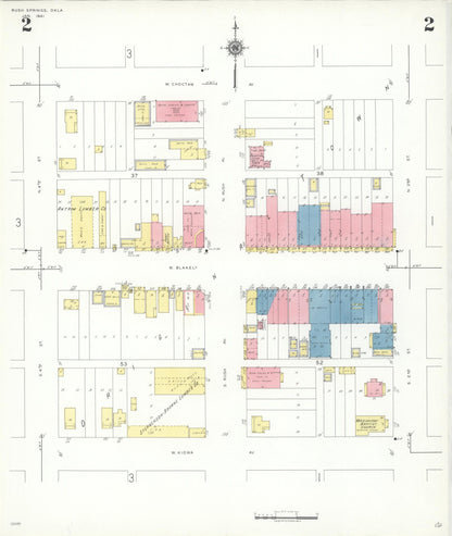 Sanborn Fire Insurance Map from Rush Springs, Grady County, Oklahoma (1941), Sheet #0002 - Complete Map Set gallery image, historic Sanborn map, vintage wall art, Oklahoma Oklahoma