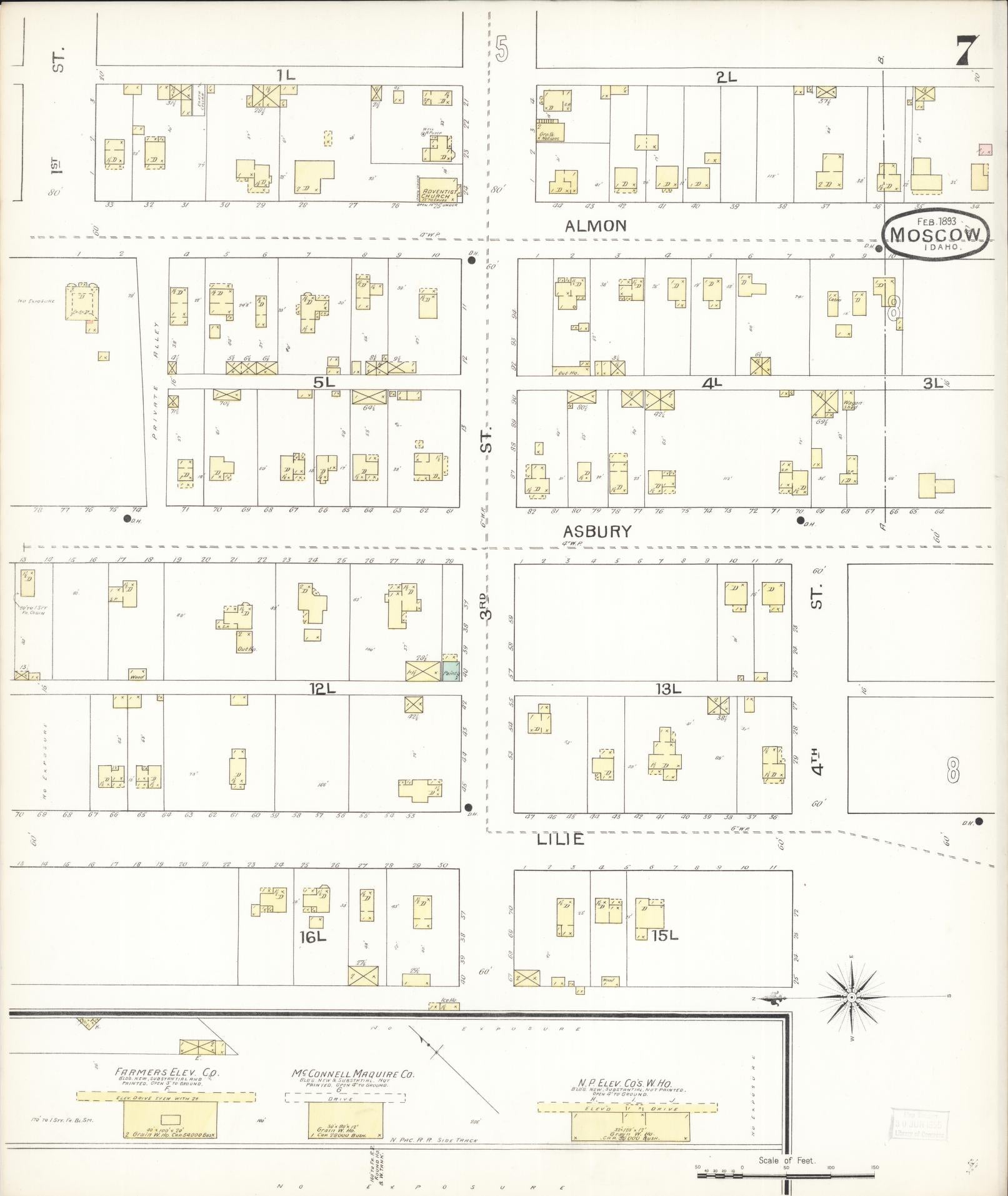 Sanborn Fire Insurance Map from Moscow, Latah County, Idaho (1893), Sheet #0007 - Complete Map Set gallery image, historic Sanborn map, vintage wall art, Idaho Idaho