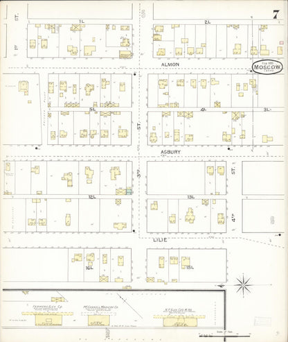 Sanborn Fire Insurance Map from Moscow, Latah County, Idaho (1893), Sheet #0007 - Complete Map Set gallery image, historic Sanborn map, vintage wall art, Idaho Idaho