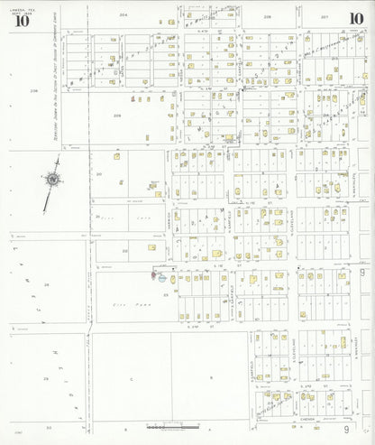 Sanborn Fire Insurance Map from Lamesa, Dawson County, Texas (1939), Sheet #0010 - Historic Sanborn Fire Insurance Map Print, vintage old map wall art, antique decor, genealogy gift, Texas Texas map