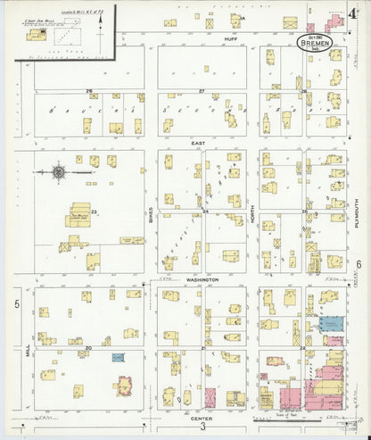 Sanborn Fire Insurance Map from Bremen, Marshall County, Indiana (1910), Sheet #0004 - Historic Sanborn Fire Insurance Map Print, vintage old map wall art, antique decor, genealogy gift, Indiana Indiana map