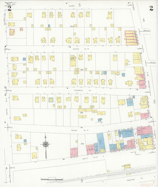 Sanborn Fire Insurance Map from Bellmore, Nassau County, New York (1940), Sheet #0002 - Historic Sanborn Fire Insurance Map Print, vintage old map wall art, antique decor, genealogy gift, New York New York map