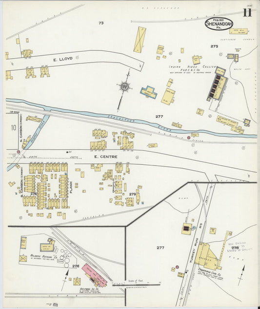 Sanborn Fire Insurance Map from Shenandoah, Schuylkill County, Pennsylvania (1921), Sheet #0011 - Historic Sanborn Fire Insurance Map Print, vintage old map wall art, antique decor, genealogy gift, Pennsylvania Pennsylvania map