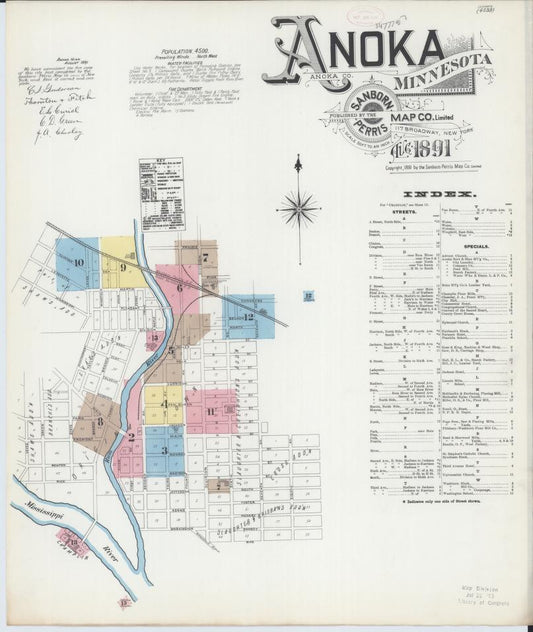 Sanborn Fire Insurance Map from Anoka, Anoka County, Minnesota. (1891) – Map View