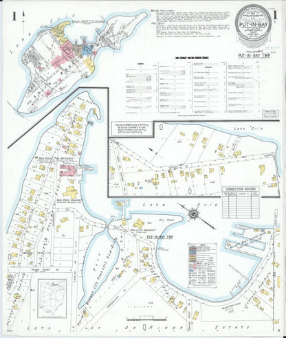 Sanborn Fire Insurance Map from Put-in-bay, Ottawa County, Ohio (1950), Sheet #0001 - Complete Map Set gallery image, historic Sanborn map, vintage wall art, Ohio Ohio