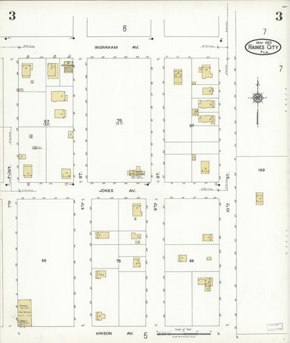 Sanborn Fire Insurance Map from Haines City, Polk County, Florida (1923), Sheet #0003 - Complete Map Set gallery image, historic Sanborn map, vintage wall art, Florida Florida
