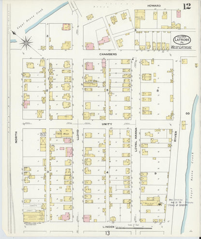 Sanborn Fire Insurance Map from Latrobe, Westmoreland County, Pennsylvania (1909), Sheet #0012 - Complete Map Set gallery image, historic Sanborn map, vintage wall art, Pennsylvania Pennsylvania