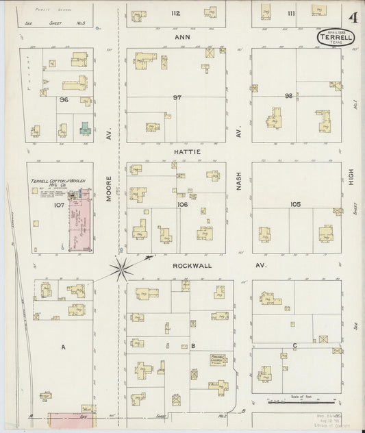 Sanborn Fire Insurance Map from Terrell, Kaufman County, Texas (1888), Sheet #0004 - Historic Sanborn Fire Insurance Map Print, vintage old map wall art, antique decor, genealogy gift, Texas Texas map