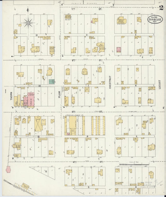 Sanborn Fire Insurance Map from Syracuse, Otoe County, Nebraska (1900), Sheet #0002 - Historic Sanborn Fire Insurance Map Print, vintage old map wall art, antique decor, genealogy gift, Nebraska Nebraska map