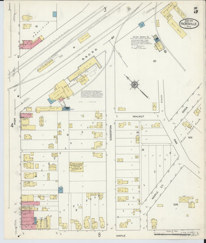 Sanborn Fire Insurance Map from Hicksville, Defiance County, Ohio (1913), Sheet #0005 - Historic Sanborn Fire Insurance Map Print, vintage old map wall art, antique decor, genealogy gift, Ohio Ohio map