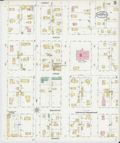 Sanborn Fire Insurance Map from Greenville, Bond County, Illinois (1898), Sheet #0003 - Complete Map Set gallery image, historic Sanborn map, vintage wall art, Illinois Illinois