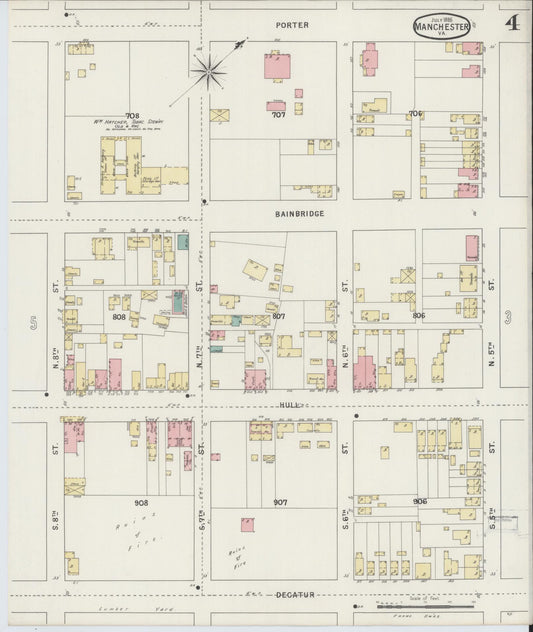 Sanborn Fire Insurance Map from Manchester, Chesterfield County, Virginia. (1895), Sheet 4 – Historic Sanborn Fire Insurance Map Print