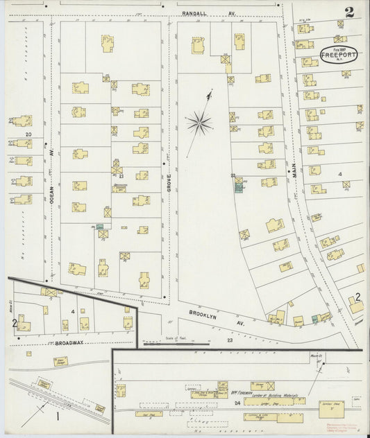 Sanborn Fire Insurance Map from Freeport, Nassau County, New York (1897), Sheet #0002 - Historic Sanborn Fire Insurance Map Print, vintage old map wall art, antique decor, genealogy gift, New York New York map