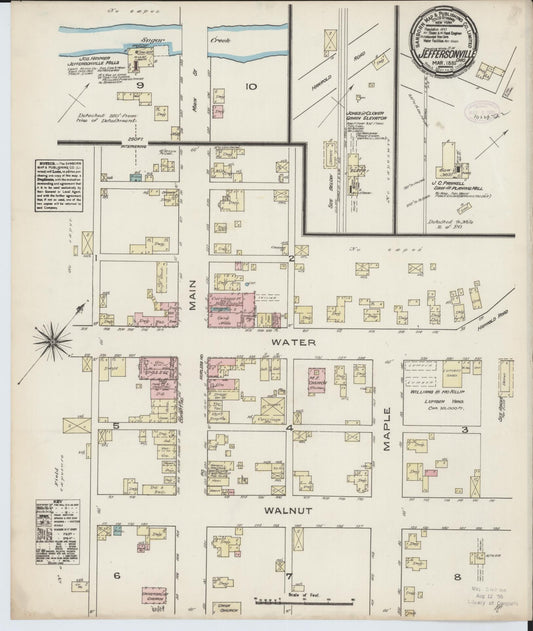 Sanborn Fire Insurance Map from Jeffersonville, Fayette County, Ohio (1885), Sheet #0001 - Historic Sanborn Fire Insurance Map Print, vintage old map wall art, antique decor, genealogy gift, Ohio Ohio map