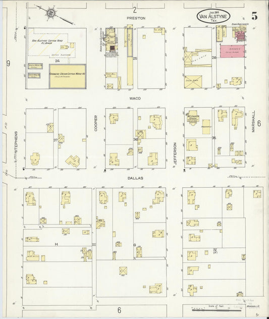 Sanborn Fire Insurance Map from Van Alstyne, Grayson County, Texas (1914), Sheet #0005 - Historic Sanborn Fire Insurance Map Print, vintage old map wall art, antique decor, genealogy gift, Texas Texas map
