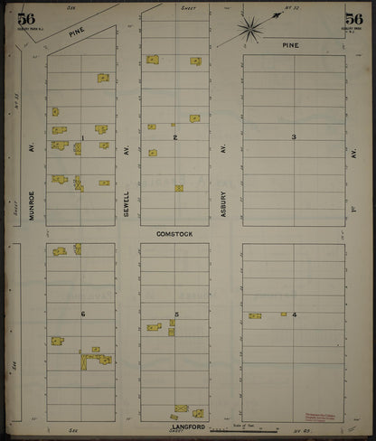 Sanborn Fire Insurance Map from New Jersey Coast, New Jersey Coast, New Jersey (1890), Sheet #0056 - Complete Map Set gallery image, historic Sanborn map, vintage wall art, New Jersey Coast New Jersey
