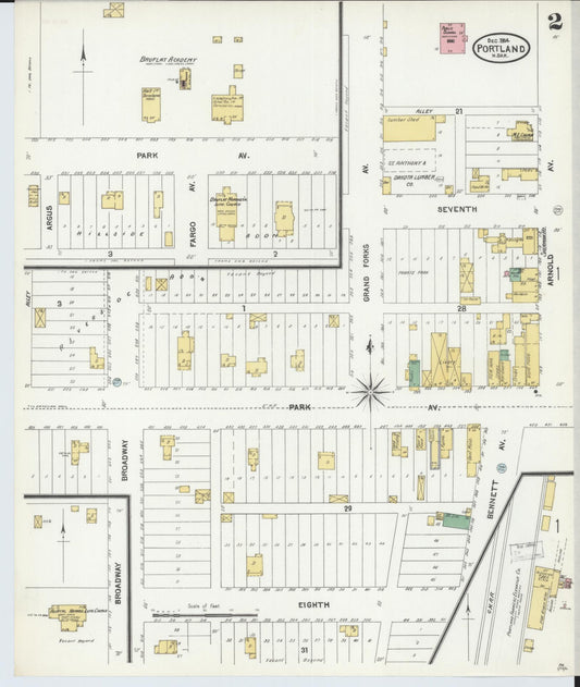 Sanborn Fire Insurance Map from Portland, Traill County, North Dakota (1904), Sheet #0002 - Historic Sanborn Fire Insurance Map Print, vintage old map wall art, antique decor, genealogy gift, North Dakota North Dakota map