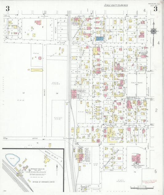 Sanborn Fire Insurance Map from Freeburg, Saint Clair County, Illinois (1941), Sheet #0003 - Historic Sanborn Fire Insurance Map Print, vintage old map wall art, antique decor, genealogy gift, Illinois Illinois map