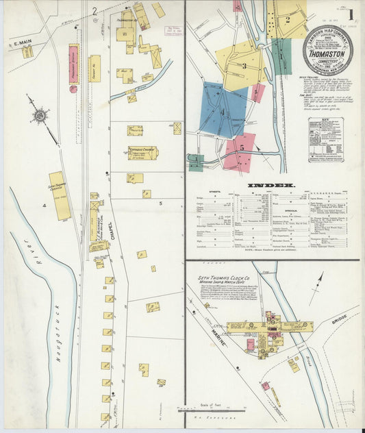 Sanborn Fire Insurance Map from Thomaston, Litchfield County, Connecticut (1911), Sheet #0001 - Complete Map Set gallery image, historic Sanborn map, vintage wall art, Connecticut Connecticut