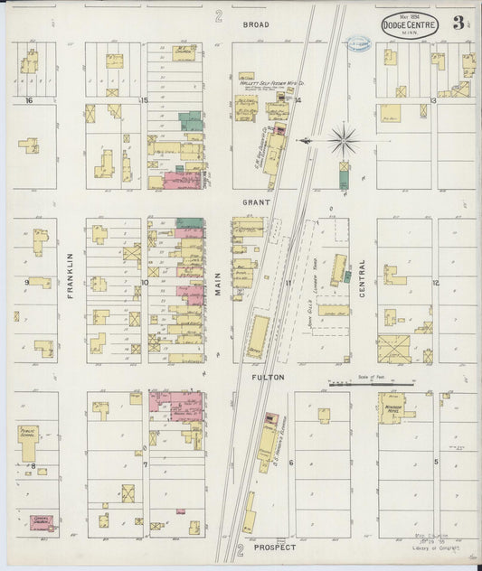 Sanborn Fire Insurance Map from Dodge Center, Dodge County, Minnesota (1894), Sheet #0003 - Historic Sanborn Fire Insurance Map Print, vintage old map wall art, antique decor, genealogy gift, Minnesota Minnesota map
