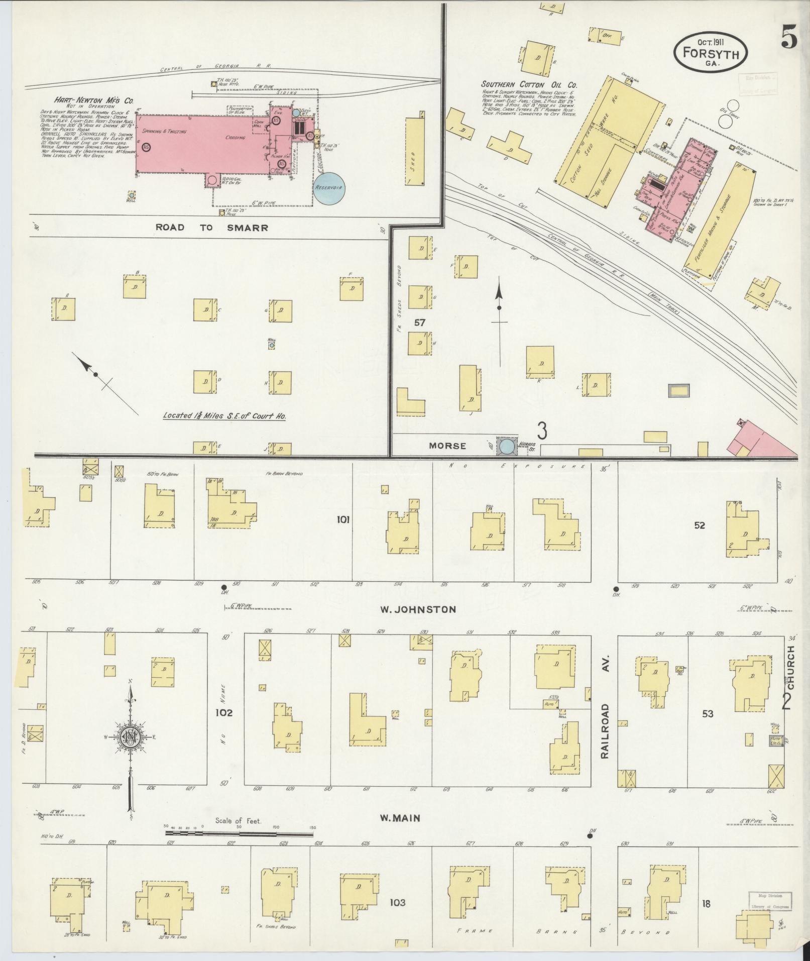 Sanborn Fire Insurance Map from Forsyth, Monroe County, Georgia (1911), Sheet #0005 - Complete Map Set gallery image, historic Sanborn map, vintage wall art, Georgia Georgia