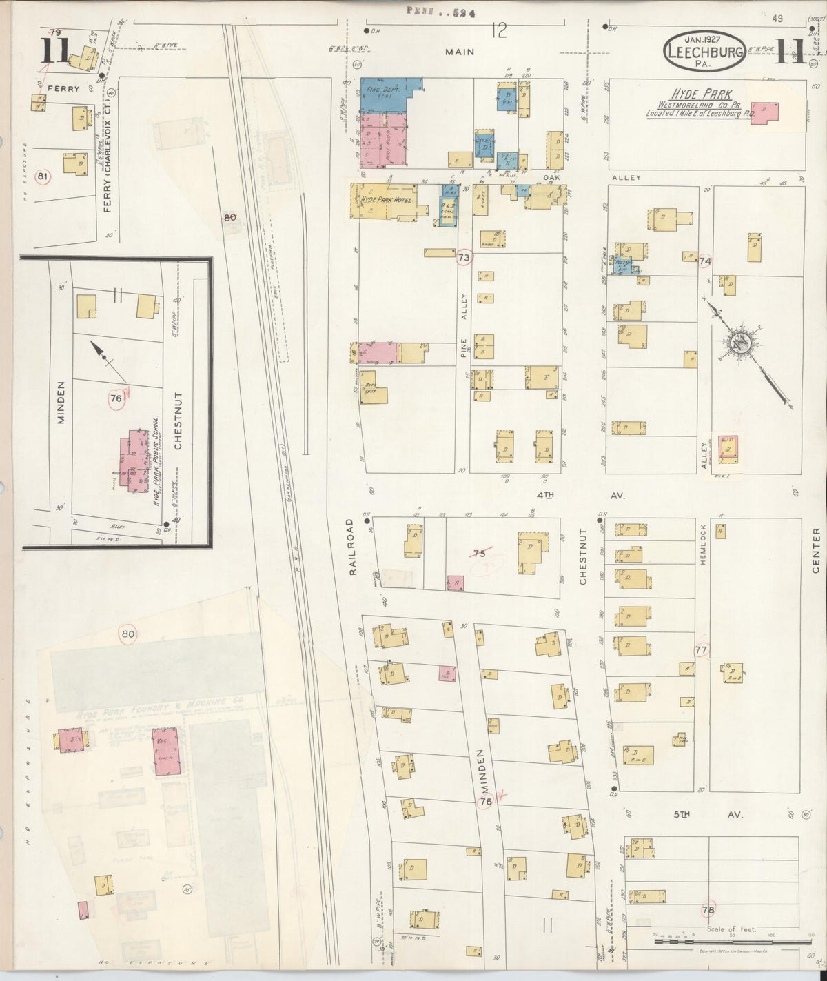 Sanborn Fire Insurance Map from Leechburg, Armstrong County, Pennsylvania (1943), Sheet #0011 - Complete Map Set gallery image, historic Sanborn map, vintage wall art, Pennsylvania Pennsylvania