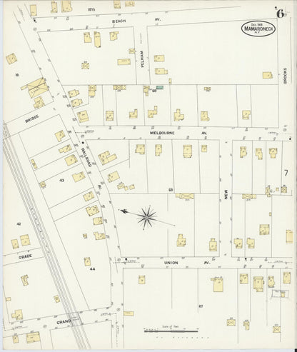 Sanborn Fire Insurance Map from Mamaroneck, Westchester County, New York (1908), Sheet #0006 - Historic Sanborn Fire Insurance Map Print, vintage old map wall art, antique decor, genealogy gift, New York New York map