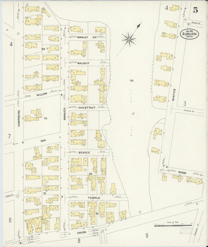 Sanborn Fire Insurance Map from Auburn, Androscoggin County, Maine (1908), Sheet #0005 - Complete Map Set gallery image, historic Sanborn map, vintage wall art, Maine Maine
