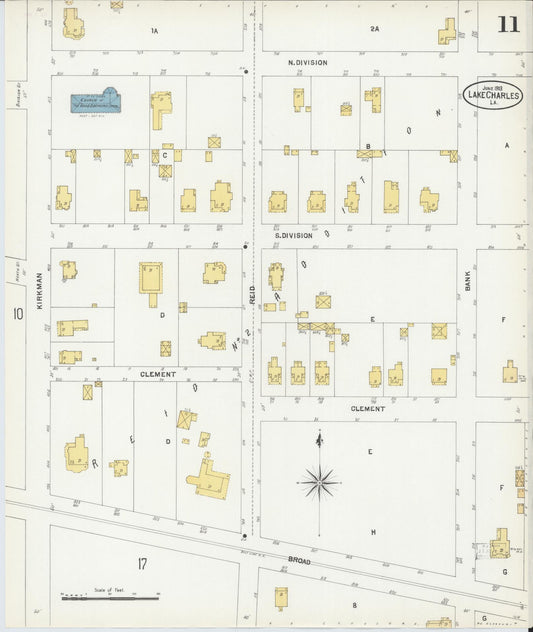 Sanborn Fire Insurance Map from Lake Charles, Calcasieu Parish, Louisiana (1903), Sheet #0011 - Historic Sanborn Fire Insurance Map Print, vintage old map wall art, antique decor, genealogy gift, Louisiana Louisiana map