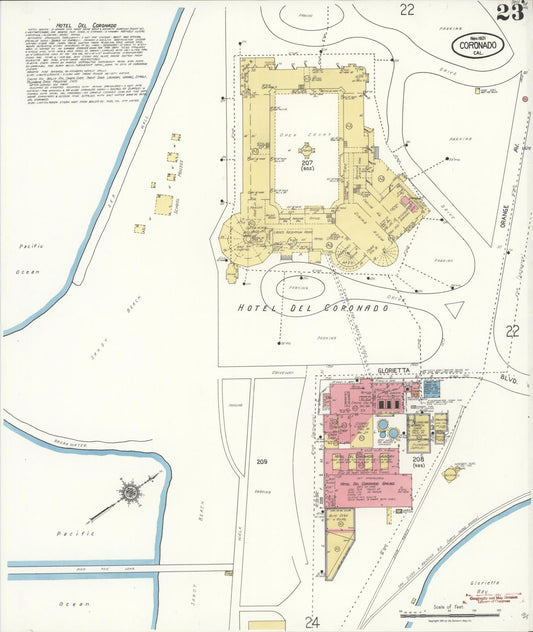 Sanborn Fire Insurance Map from Coronado, San Diego County, California (1921), Sheet #0023 - Historic Sanborn Fire Insurance Map Print, vintage old map wall art, antique decor, genealogy gift, California California map