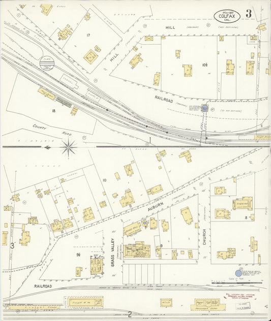 Sanborn Fire Insurance Map from Colfax, Placer County, California (1907), Sheet #0003 - Historic Sanborn Fire Insurance Map Print, vintage old map wall art, antique decor, genealogy gift, California California map