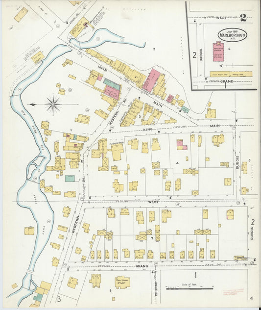 Sanborn Fire Insurance Map from Marlborough, Ulster County, New York (1905), Sheet #0002 - Historic Sanborn Fire Insurance Map Print, vintage old map wall art, antique decor, genealogy gift, New York New York map