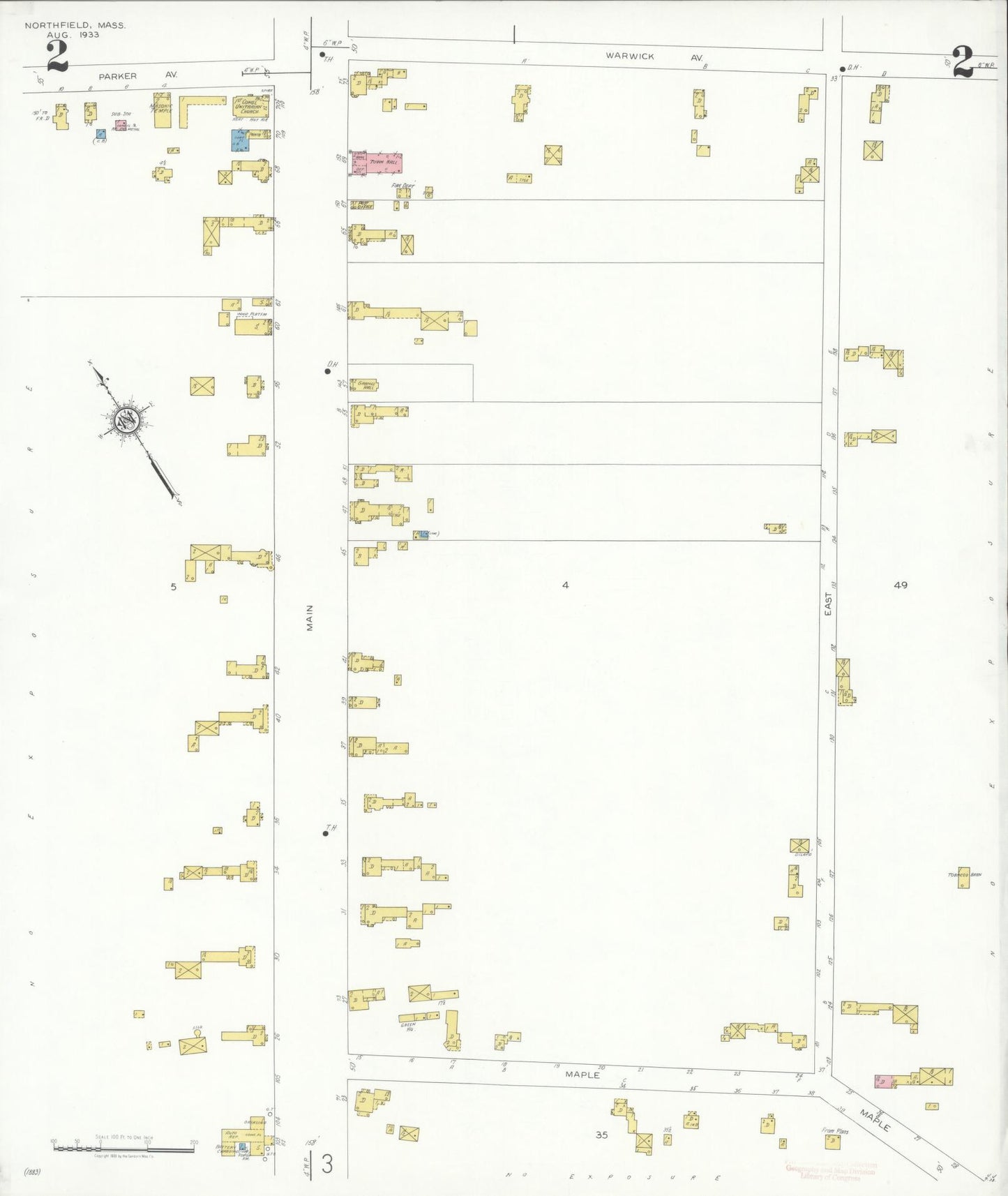 Sanborn Fire Insurance Map from Northfield, Franklin County, Massachusetts (1933), Sheet #0002 - Complete Map Set gallery image, historic Sanborn map, vintage wall art, Massachusetts Massachusetts