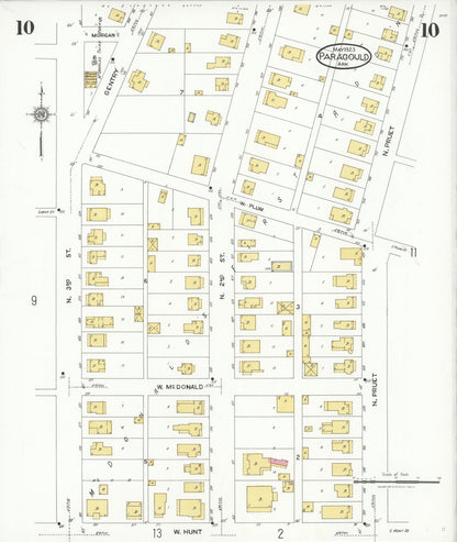 Sanborn Fire Insurance Map from Paragould, Greene County, Arkansas (1923), Sheet #0010 - Complete Map Set gallery image, historic Sanborn map, vintage wall art, Arkansas Arkansas