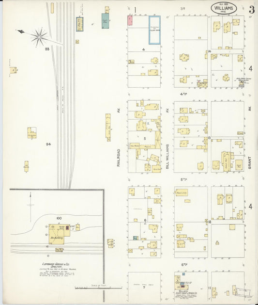 Sanborn Fire Insurance Map from Williams, Coconino County, Arizona (1901), Sheet #0003 - Historic Sanborn Fire Insurance Map Print, vintage old map wall art, antique decor, genealogy gift, Arizona Arizona map