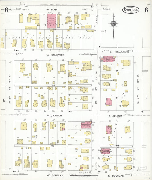 Sanborn Fire Insurance Map from Fairfield, Wayne County, Illinois (1923), Sheet #0006 - Historic Sanborn Fire Insurance Map Print, vintage old map wall art, antique decor, genealogy gift, Illinois Illinois map