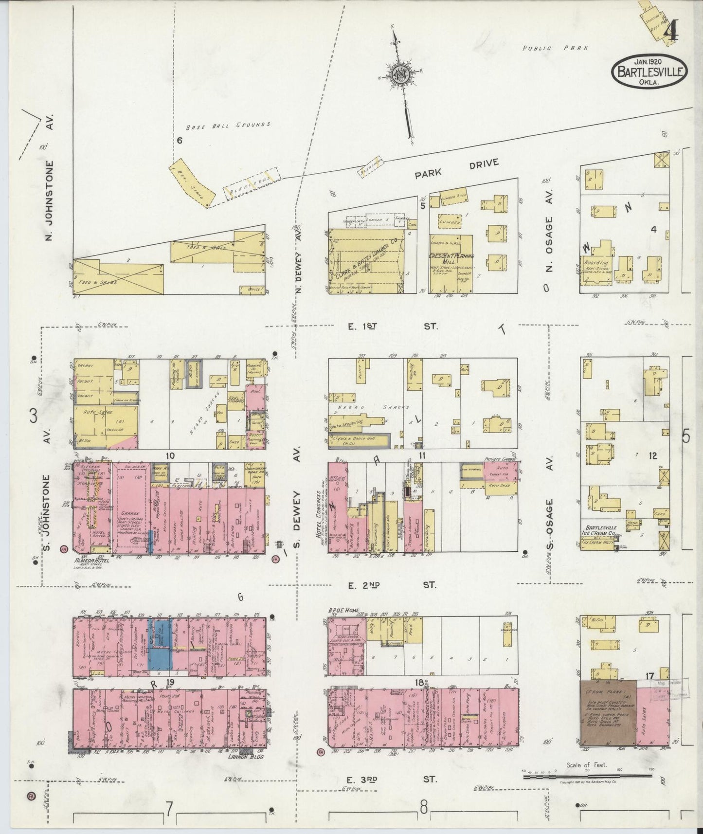 Sanborn Fire Insurance Map from Bartlesville, Washington County, Oklahoma (1920), Sheet #0004 - Complete Map Set gallery image, historic Sanborn map, vintage wall art, Oklahoma Oklahoma