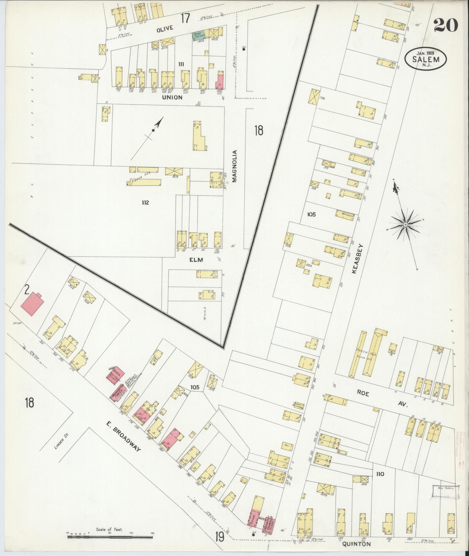 Sanborn Fire Insurance Map from Salem, Salem County, New Jersey (1909), Sheet #0020 - Complete Map Set gallery image, historic Sanborn map, vintage wall art, New Jersey New Jersey
