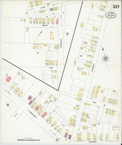 Sanborn Fire Insurance Map from Salem, Salem County, New Jersey (1909), Sheet #0020 - Complete Map Set gallery image, historic Sanborn map, vintage wall art, New Jersey New Jersey