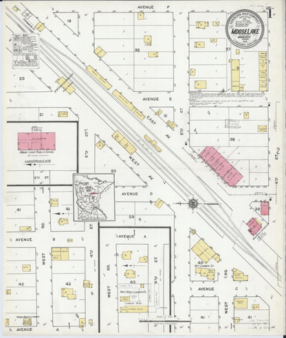 Sanborn Fire Insurance Map from Moose Lake, Carlton County, Minnesota (1919), Sheet #0001 - Historic Sanborn Fire Insurance Map Print, vintage old map wall art, antique decor, genealogy gift, Minnesota Minnesota map