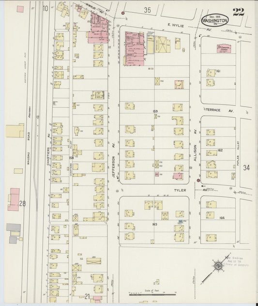 Sanborn Fire Insurance Map from Washington, Washington County, Pennsylvania (1914), Sheet #0022 - Historic Sanborn Fire Insurance Map Print, vintage old map wall art, antique decor, genealogy gift, Sanborn Fire Insurance Map from Washington Washington map