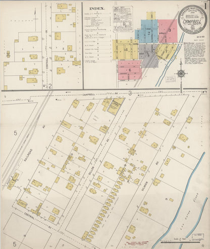 Sanborn Fire Insurance Map from Campbell, Santa Clara County, California (1920), Sheet #0001 - Complete Map Set gallery image, historic Sanborn map, vintage wall art, California California