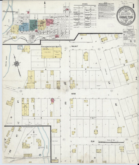 Sanborn Fire Insurance Map from Hamilton, Hancock County, Illinois (1912), Sheet #0001 - Historic Sanborn Fire Insurance Map Print, vintage old map wall art, antique decor, genealogy gift, Illinois Illinois map