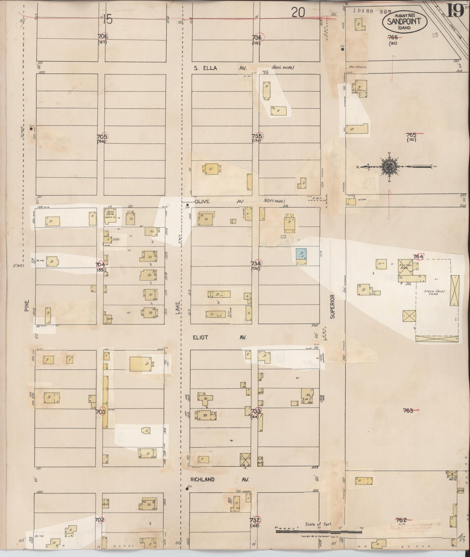 Sanborn Fire Insurance Map from Sandpoint, Bonner County, Idaho (1948), Sheet #0019 - Complete Map Set gallery image, historic Sanborn map, vintage wall art, Idaho Idaho