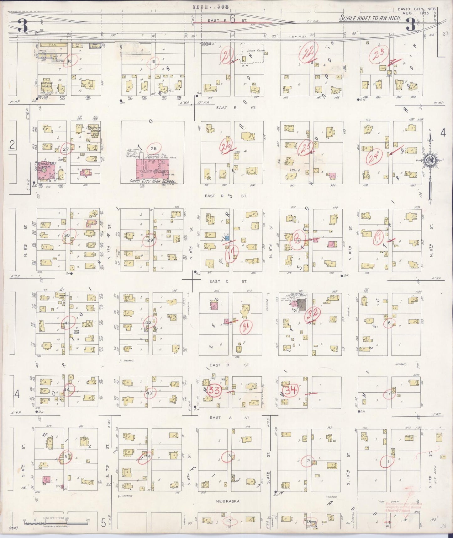 Sanborn Fire Insurance Map from David City, Butler County, Nebraska (1944), Sheet #0003 - Complete Map Set gallery image, historic Sanborn map, vintage wall art, Nebraska Nebraska