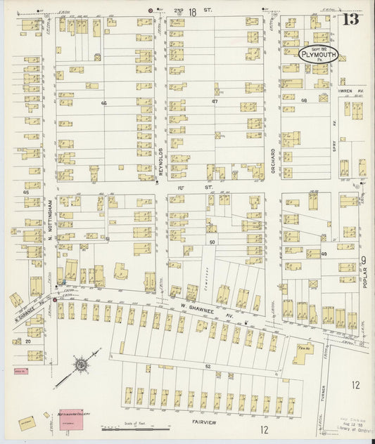 Sanborn Fire Insurance Map from Plymouth, Luzerne County, Pennsylvania (1912), Sheet #0013 - Historic Sanborn Fire Insurance Map Print, vintage old map wall art, antique decor, genealogy gift, Pennsylvania Pennsylvania map