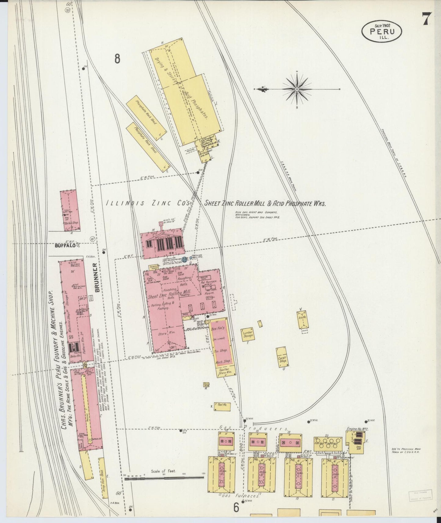 Sanborn Fire Insurance Map from Peru, La Salle County, Illinois (1902), Sheet #0007 - Historic Sanborn Fire Insurance Map Print, vintage old map wall art, antique decor, genealogy gift, Illinois Illinois map