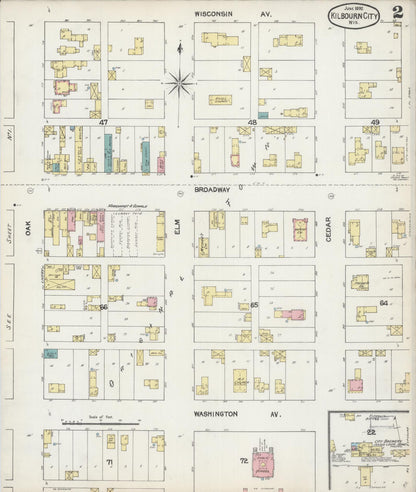 Sanborn Fire Insurance Map from Kilbourn, Columbia County, Wisconsin (1892), Sheet #0002 - Complete Map Set gallery image, historic Sanborn map, vintage wall art, Wisconsin Wisconsin